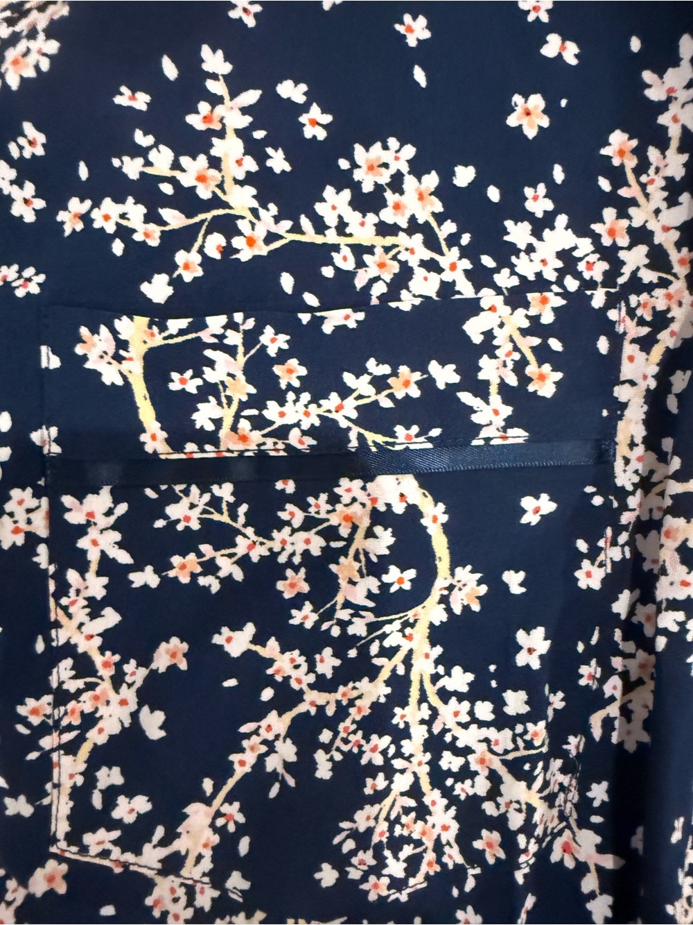 Papinelle Navy Cherry Blossom Long Sleeve Long Pants Pajamas - Picture 3 of 9